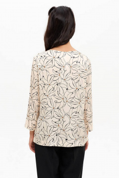 Блуза Nelva 23175 кремово-черный принт - фото 4