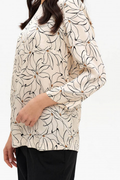 Блуза Nelva 23175 кремово-черный принт - фото 3