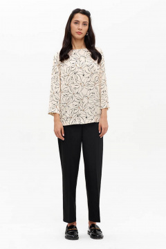 Блуза Nelva 23175 кремово-черный принт - фото 2