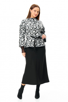 Джемпер, юбка, манжеты T&N 7726 сердечки-черный - фото 3