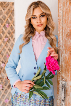 Блуза, жакет, юбка Мода Юрс 26-2811 голубой_розовый - фото 4