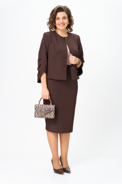 Жакет, юбка Vilena 1126 шоколад - фото 1