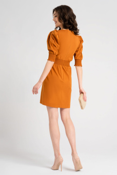 Платье на каждый день с воротником и резинкой на поясе Панда 45887z терракотовый - фото 2