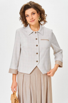 Жакет, юбка Karina deLux M-1418 серо-бежевый - фото 3