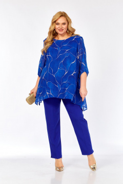 Блуза, брюки Элль-стиль 2263/15 василек - фото 1