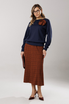 Блуза, юбка Ларс Стиль 1205 синий-терракот - фото 4