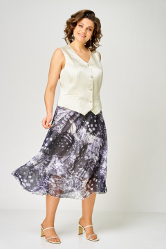 Жилет, юбка ANASTASIA MAK 1251-С молочный+мультиколор - фото 2