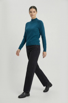 Демисезонный вязаный свитер прямого силуэта с воротником-стойкой Полесье С3316-15 5С1754-Д43 158,164 морская_волна - фото 4