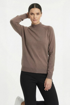 Демисезонный коричневый свитер из трикотажа с двойной стойкой и длинным рукавом Полесье С3316-15 5С1754-Д43 170,176 кофейное_дерево - фото 1