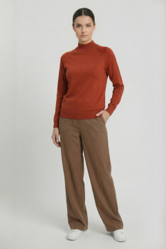 Демисезонный красный свитер из трикотажа с двойной стойкой и длинным рукавом Полесье С3316-15 5С1754-Д43 158,164 красный_терракот - фото 2