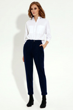 Брюки классические из вискозы с стрелками и карманами Панда 22260z синий - фото 1