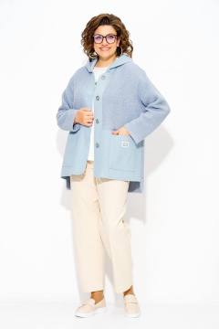 Брюки, жакет Liliana 1515-1507 голубой+экрю - фото 3