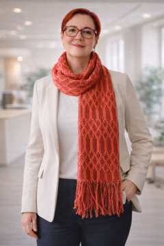 Шарф OLANTIZ S1-12 терракотово-красный - фото 2