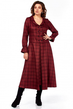Платье Celentano lite 5080 бордовая_клетка - фото 1