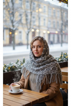 Шарф OLANTIZ S1-6 серо-белый - фото 2