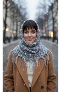 Шарф OLANTIZ S1-6 серо-белый - фото 1