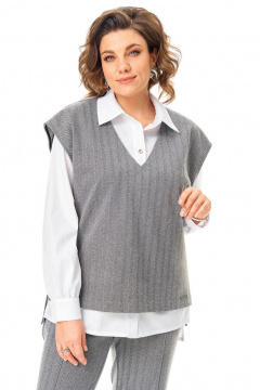 Блуза, брюки, жилет VI ORO VR-1246 серый - фото 2