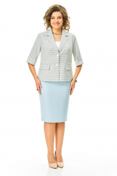 Жакет, юбка VI ORO VR-1247 голубой+однотон - фото 1