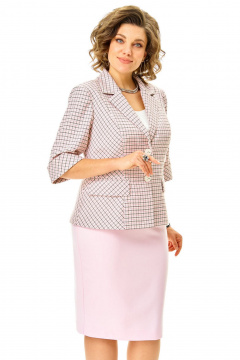 Жакет, юбка VI ORO VR-1247 розовыйй+однотон - фото 3