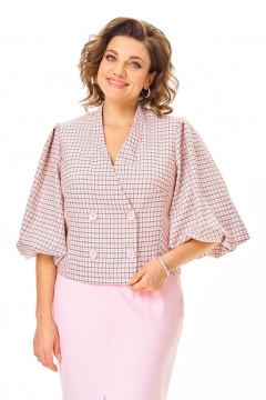 Жакет, юбка VI ORO VR-1248 розовый+однотон - фото 4