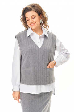 Блуза, жилет, юбка VI ORO VR-1249 серый - фото 5