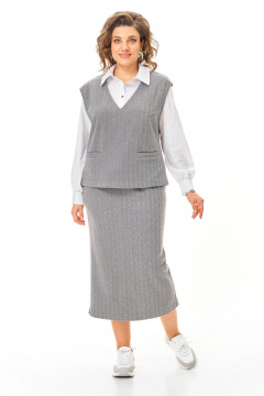Блуза, жилет, юбка VI ORO VR-1249 серый - фото 2