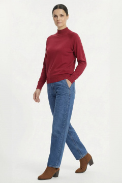 Демисезонный вязаный свитер прямого силуэта реглан Полесье С3316-15 5С1754-Д43 158,164 ягодный - фото 3