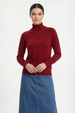 Свитер женский из трикотажа с высоким воротником-лестиком Полесье С3433-17 7С1582-Д43 170,176 спелая_вишня - фото 1
