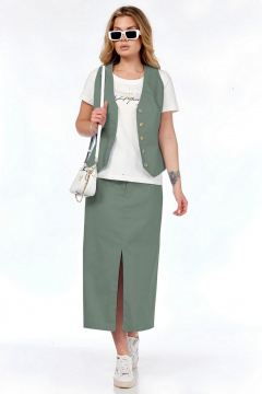 Жилет, футболка, юбка Милора-стиль 1205/1 мятный - фото 1