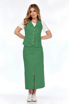 Жилет, футболка, юбка Милора-стиль 1205/1 ярко-зеленый - фото 3