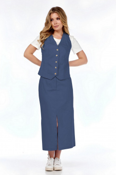 Жилет, футболка, юбка Милора-стиль 1205/1 синий - фото 3