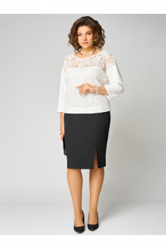Туника, юбка Мишель стиль 1333 бело-черный - фото 4