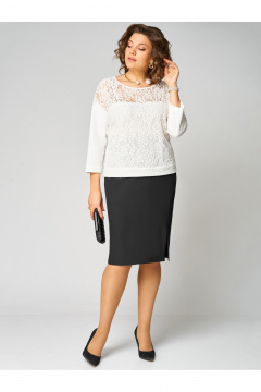 Туника, юбка Мишель стиль 1333 бело-черный - фото 2