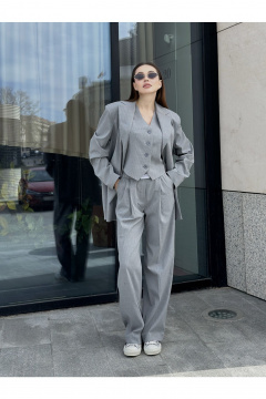 Деловая короткая жилетка из костюмной ткани из шерсти Skipper Design 733 серый - фото 1