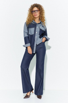 Брюки, рубашка Euromoda 685 синий_меланж - фото 3