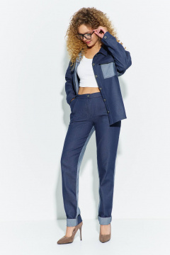 Брюки, рубашка Euromoda 688 синий_джинс_меланж - фото 5