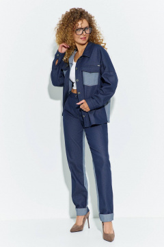 Брюки, рубашка Euromoda 688 синий_джинс_меланж - фото 1