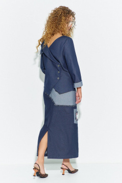 Рубашка, юбка Euromoda 693 синий_джинс_меланж - фото 3
