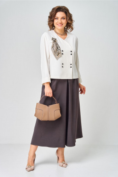 Жакет, юбка Aira Style 24137  молочно-коричневый - фото 5