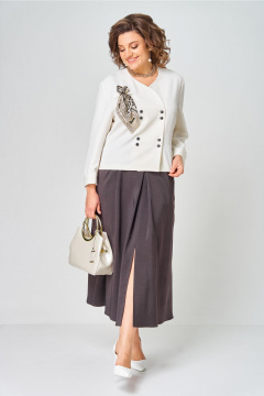 Жакет, юбка Aira Style 24137  молочно-коричневый - фото 4