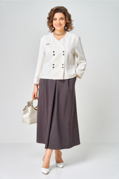 Жакет, юбка Aira Style 24137  молочно-коричневый - фото 2