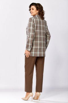 Брюки, жакет, футболка Милора-стиль 1198/1 шоколад+розовый - фото 5