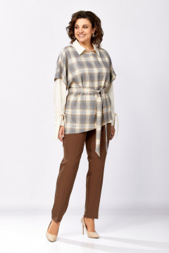 Брюки, жилет, рубашка Милора-стиль 1388 серый+шоколад - фото 4