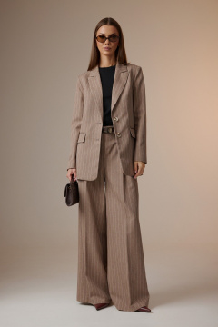 Брюки, жакет, топ N.O.W. 1660 кофейный_в_полоску - фото 4