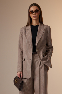 Брюки, жакет, топ N.O.W. 1660 кофейный_в_полоску - фото 2