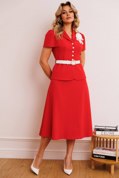 Жакет, юбка Мода Юрс 26-2892 алый - фото 2