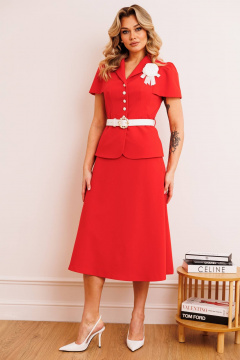 Жакет, юбка Мода Юрс 26-2892 алый - фото 1