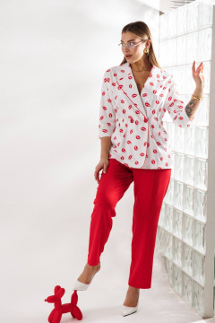 Брюки, жакет Anastasia 1333 бело-красный - фото 5