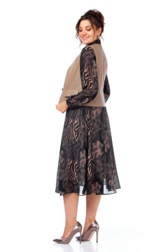 Жилет, платье Милора-стиль 1380 черный/капучино - фото 5