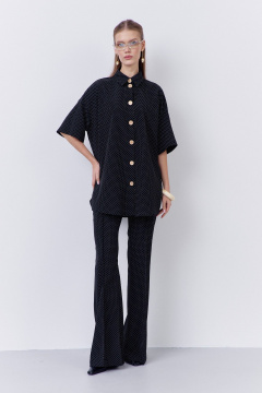 Блуза, брюки FLAIM 2068 черный-горох - фото 3